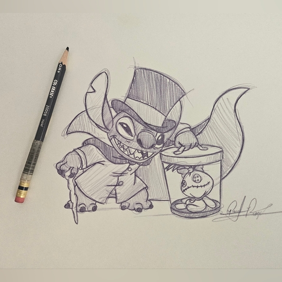 Disney Other - Disney World Disneyland WDW Stitch Haunted Mansion Hatbox Ghost Drawing/Sketch